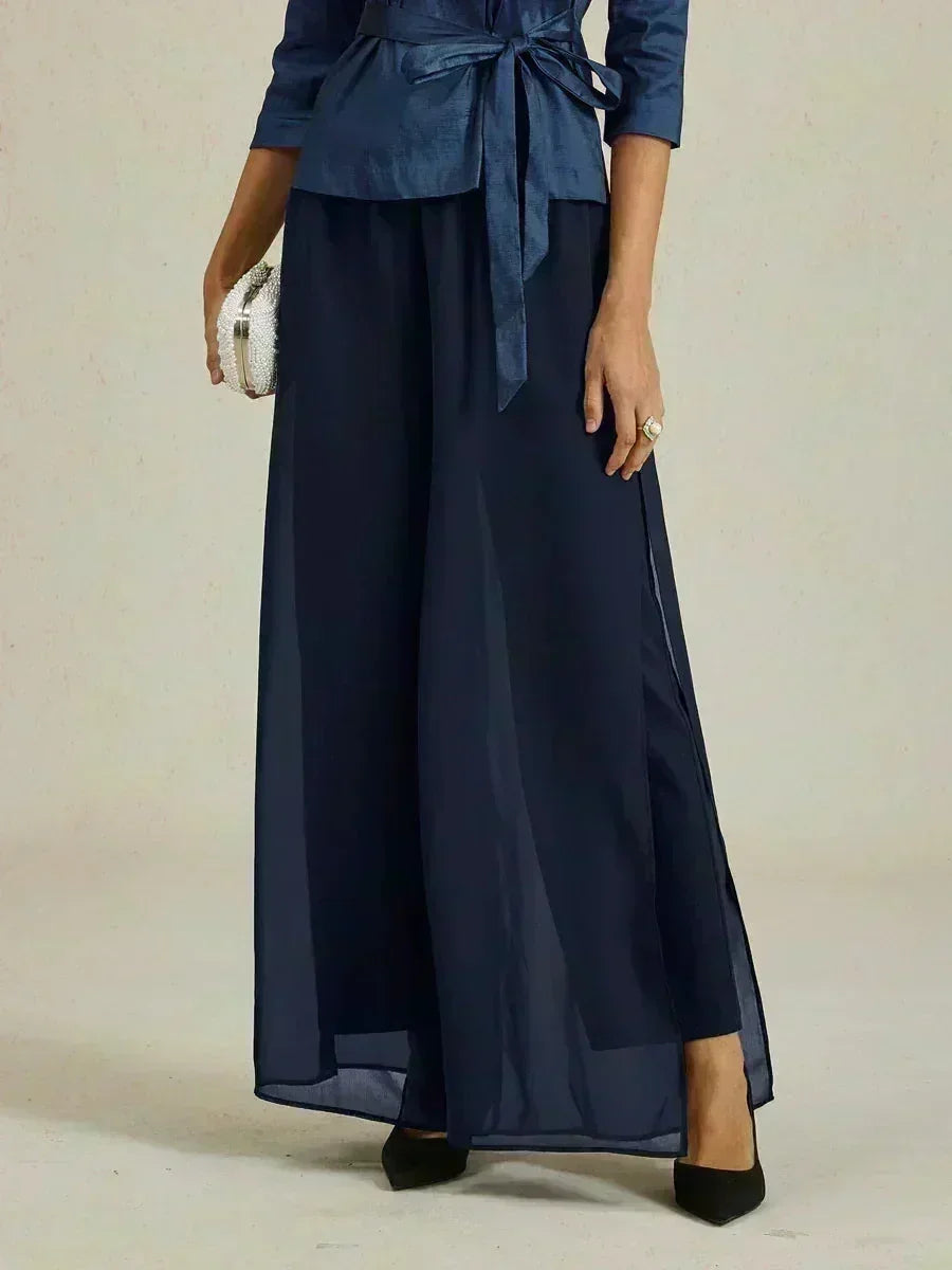 BRIDGERTON | Chiffon Overlay Straight Leg Trousers