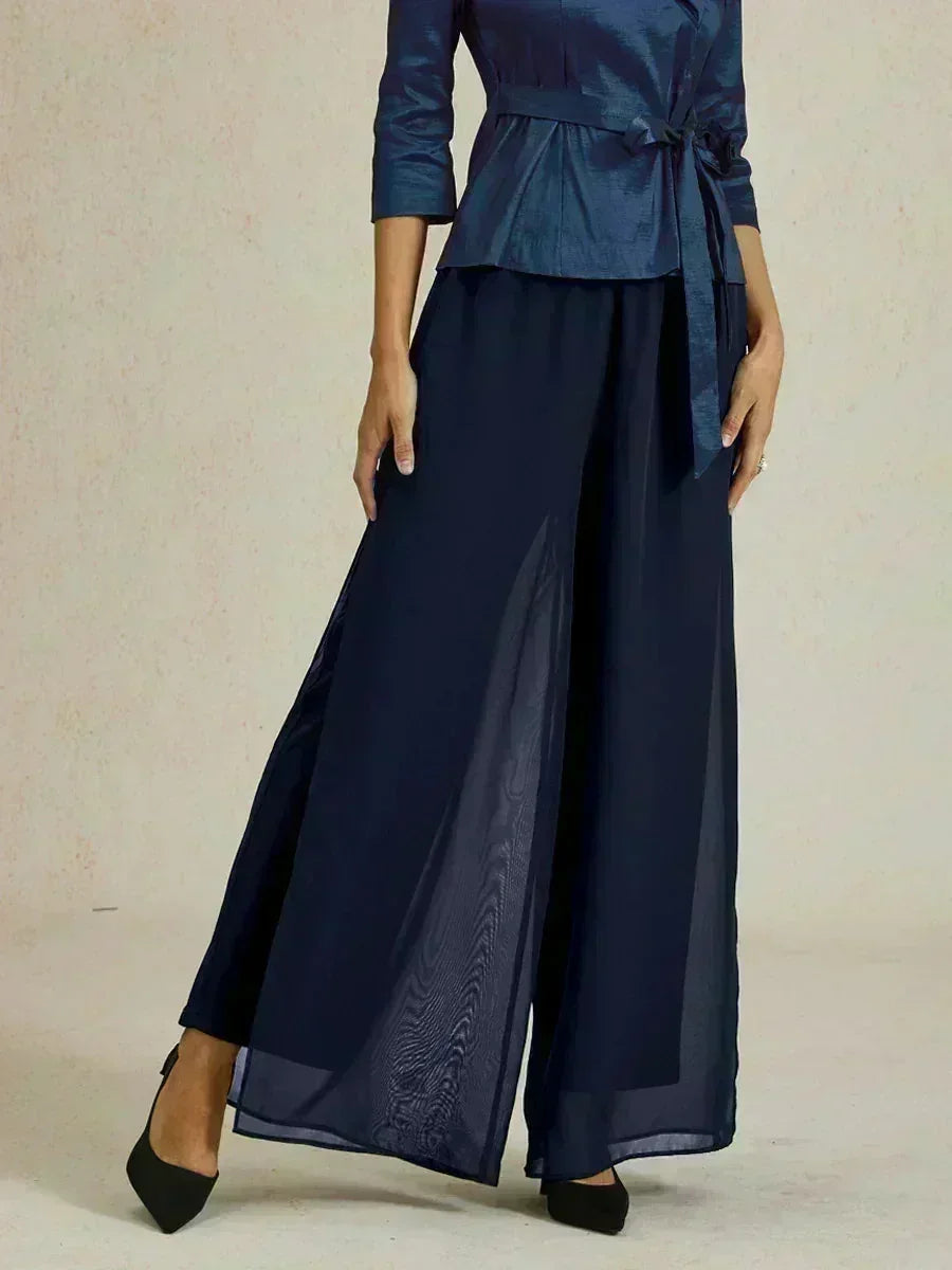 BRIDGERTON | Chiffon Overlay Straight Leg Trousers