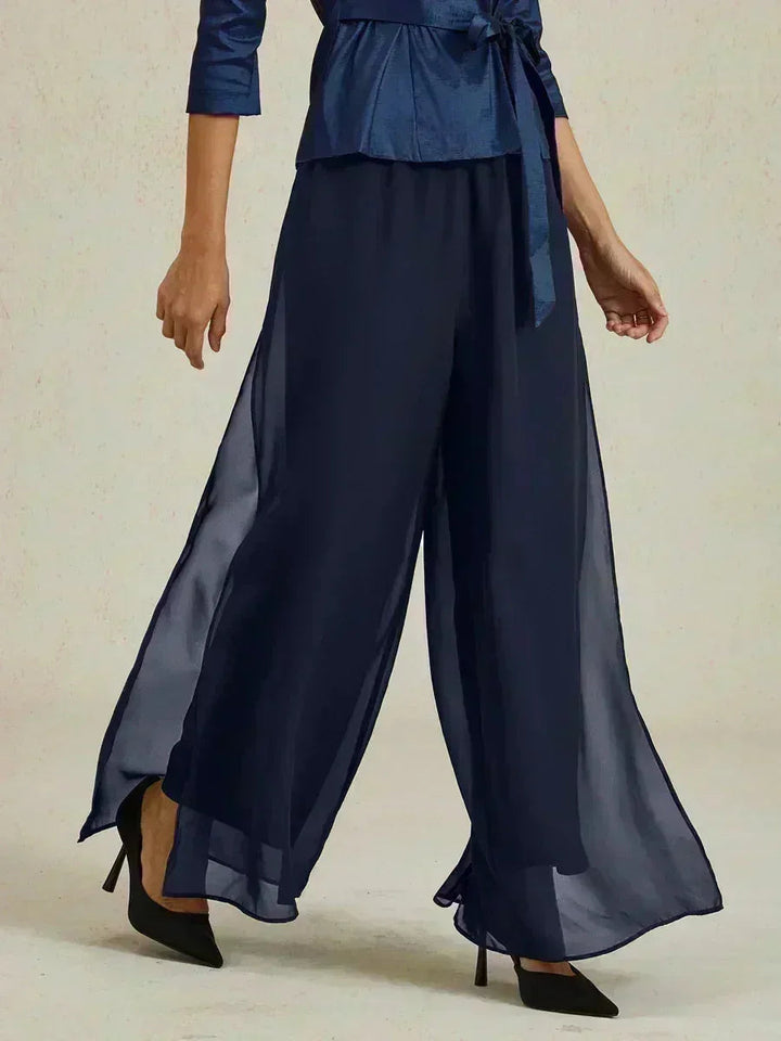 BRIDGERTON | Chiffon Overlay Straight Leg Trousers
