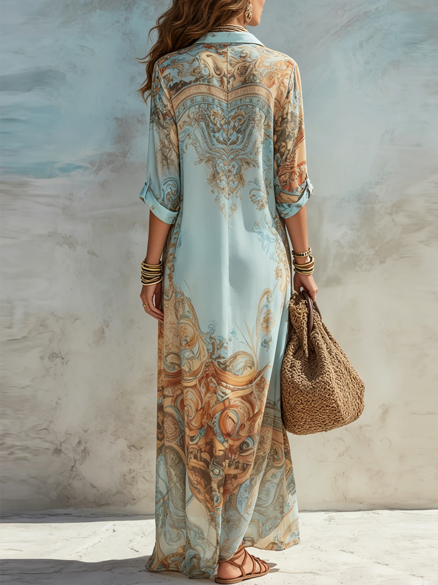Aria | Printed Maxi Shirt Dress