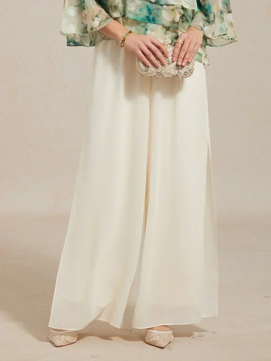 BRIDGERTON | Chiffon Overlay Straight Leg Trousers
