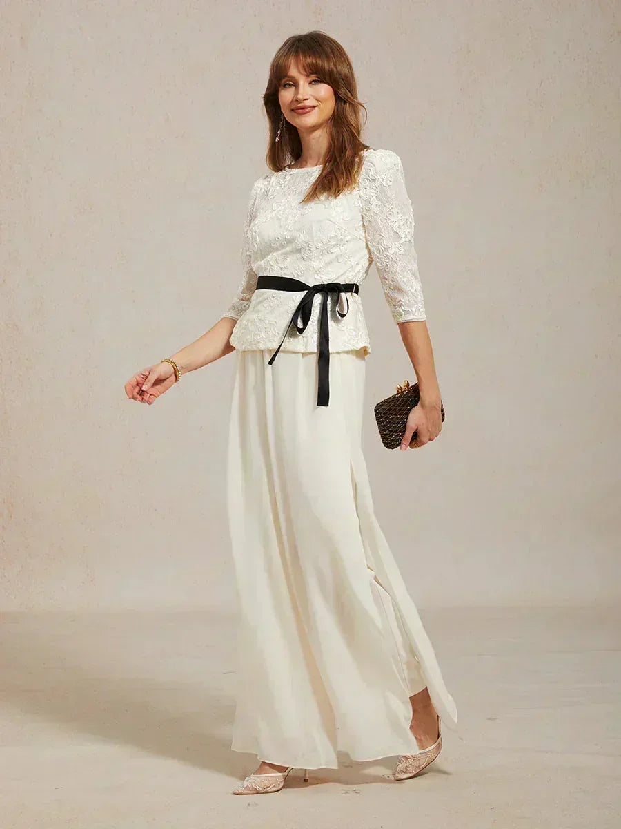 BRIDGERTON | Chiffon Overlay Straight Leg Trousers