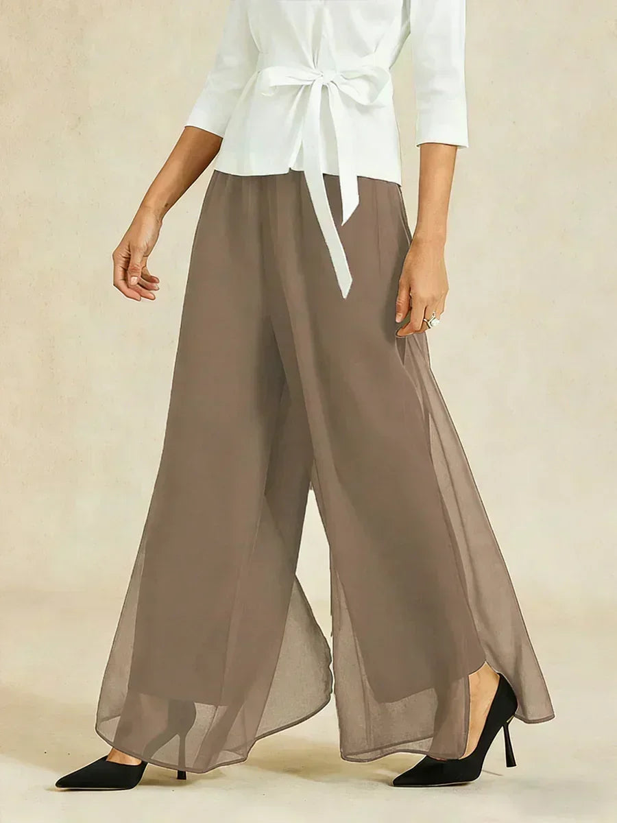 BRIDGERTON | Chiffon Overlay Straight Leg Trousers