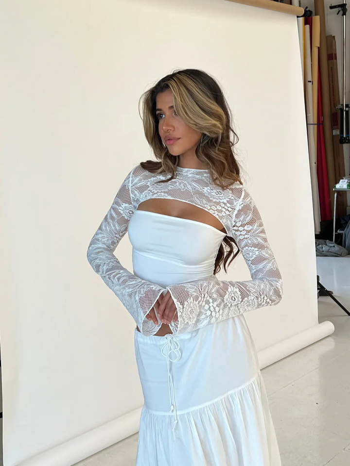 Elara | Ivory Lace Top