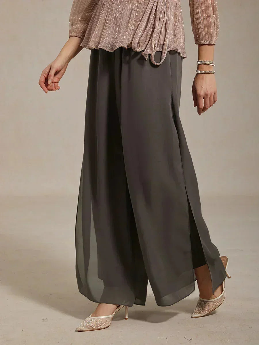 BRIDGERTON | Chiffon Overlay Straight Leg Trousers