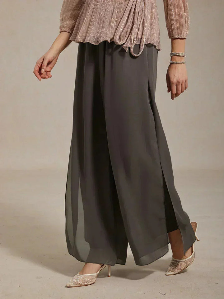 BRIDGERTON | Chiffon Overlay Straight Leg Trousers
