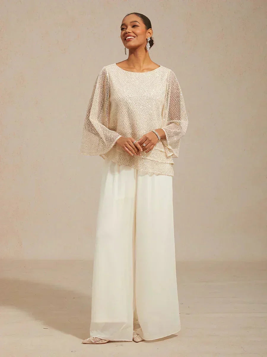 BRIDGERTON | Chiffon Overlay Straight Leg Trousers