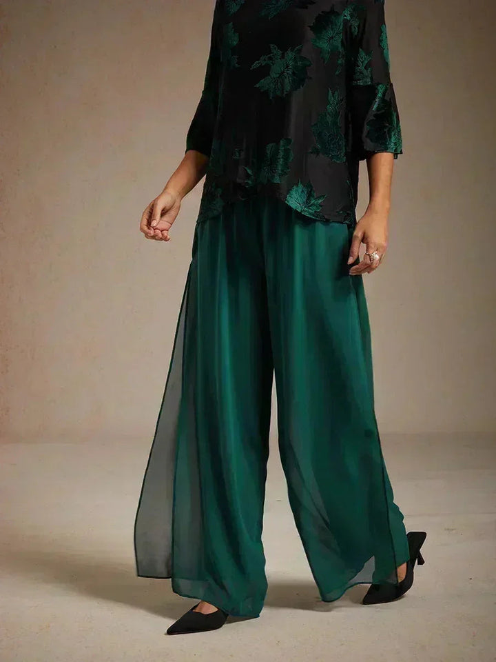 BRIDGERTON | Chiffon Overlay Straight Leg Trousers