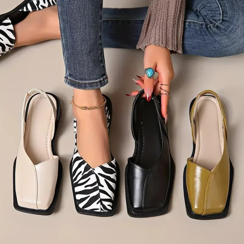 Aveline | Square-Toe Slingback Flats