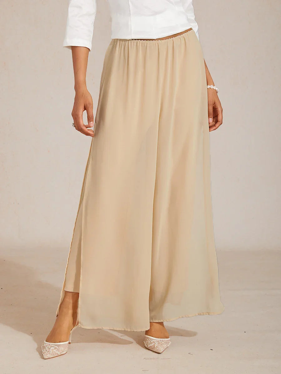 BRIDGERTON | Chiffon Overlay Straight Leg Trousers