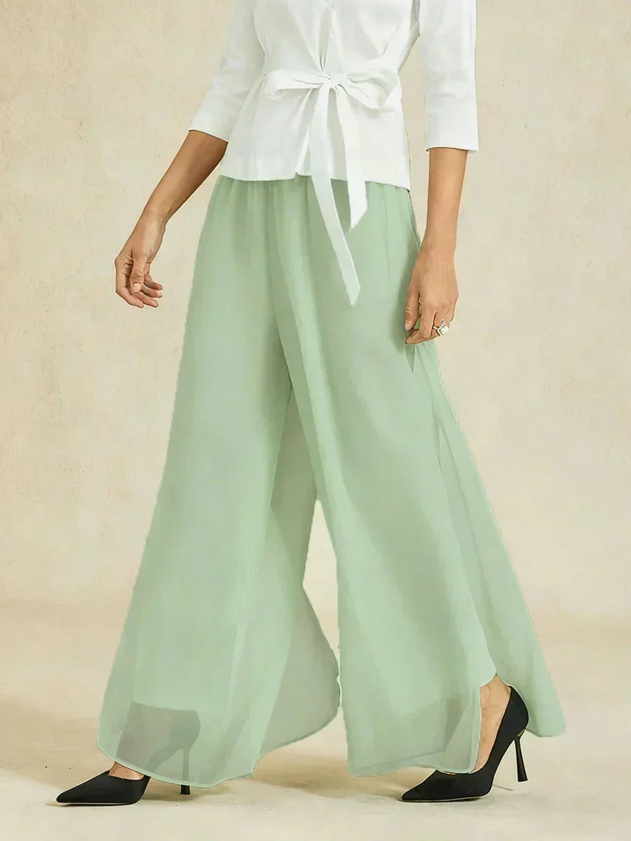 BRIDGERTON | Chiffon Overlay Straight Leg Trousers