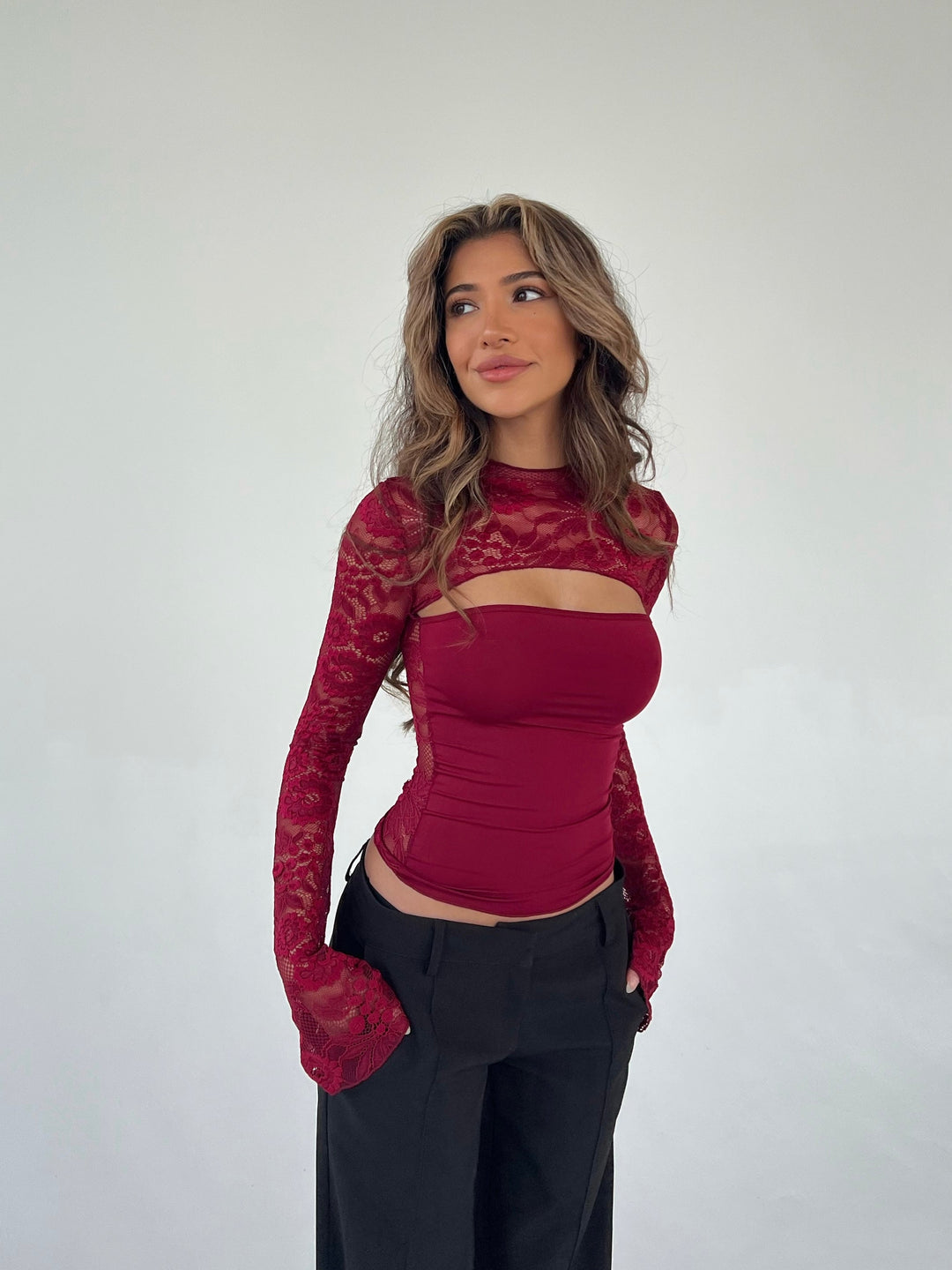 Elara | Ivory Lace Top