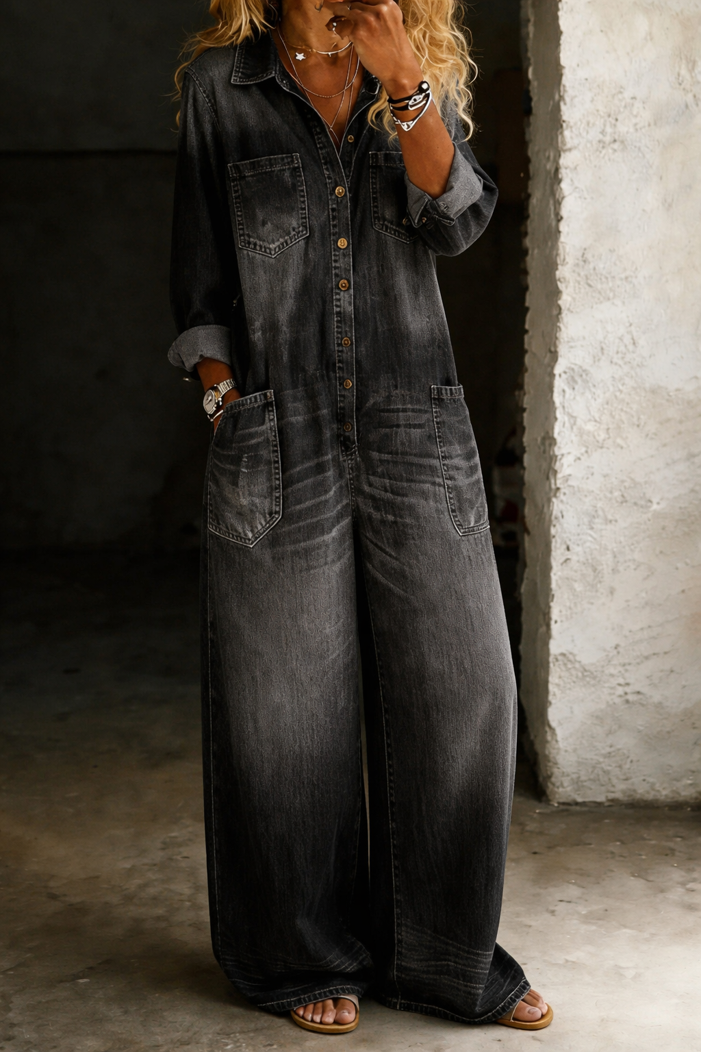 Thalassa - Legerer Denim-Jumpsuit