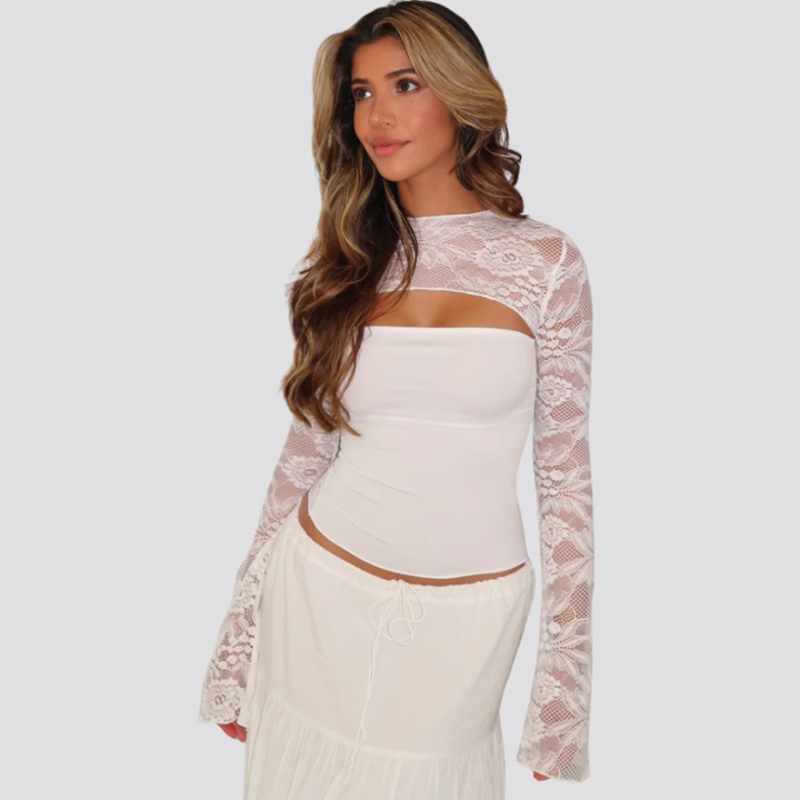 Elara | Ivory Lace Top