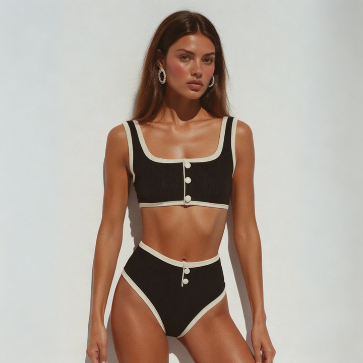 BRIDGERTON  | WOMEN'S BIKINI SET | HIGH WAIST | BUTTON DETAIL