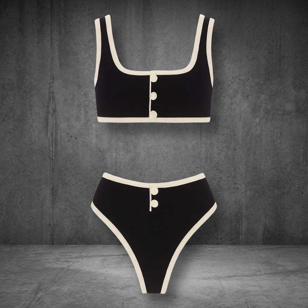 BRIDGERTON  | WOMEN'S BIKINI SET | HIGH WAIST | BUTTON DETAIL