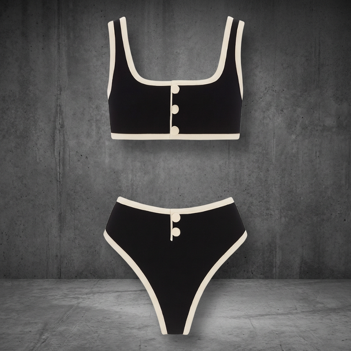 BRIDGERTON  | WOMEN'S BIKINI SET | HIGH WAIST | BUTTON DETAIL