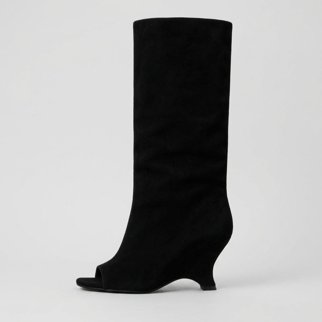 Noiréva | Peep Toe Suede Heels