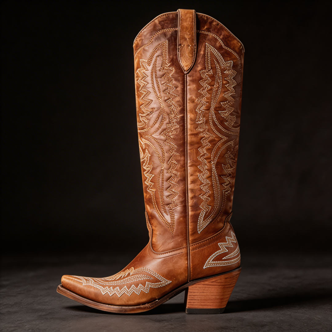 Sorellia | Embroidered Western Heels