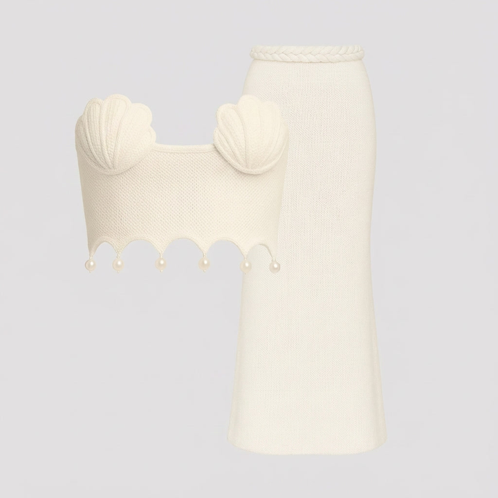 BRIDGERTON  | WOMEN'S TWO-PIECE SET | CROCHET | PEARL DETAIL
