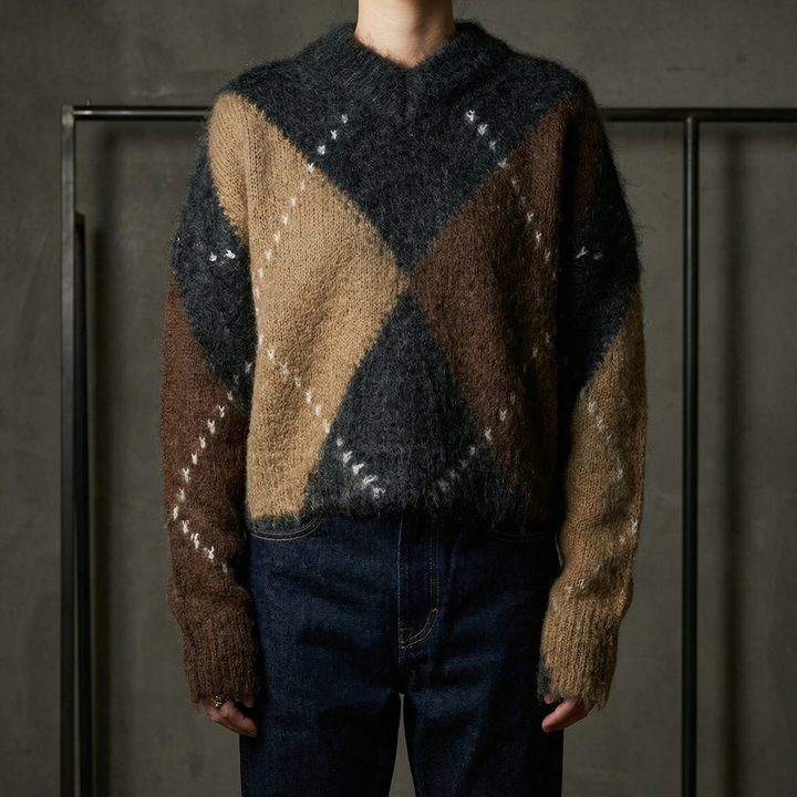 BRIDGERTON | WOMEN'S SWEATER | ARGYLE | CROPPED