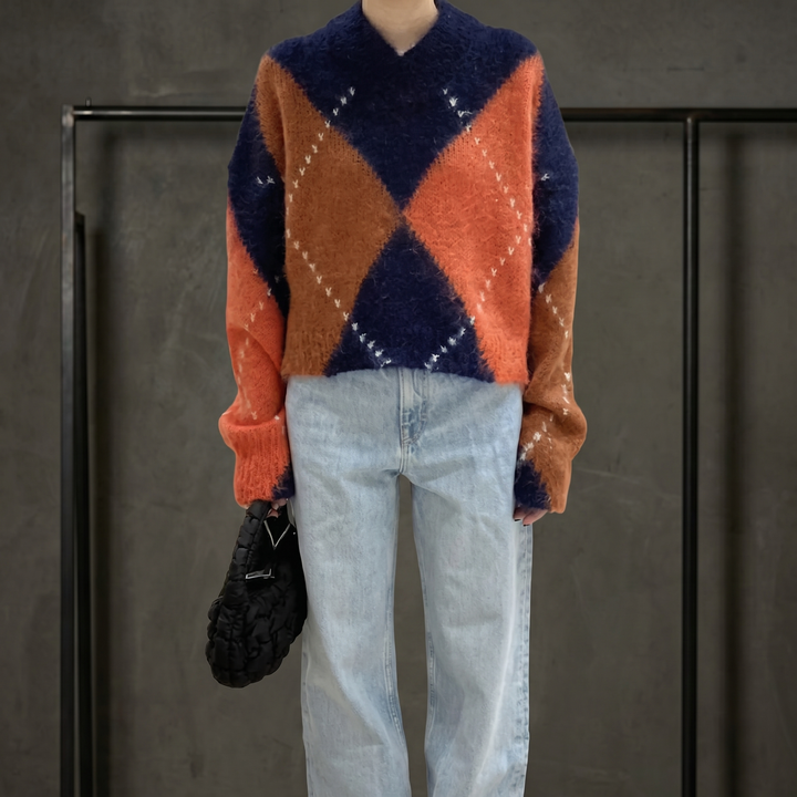BRIDGERTON | WOMEN'S SWEATER | ARGYLE | CROPPED