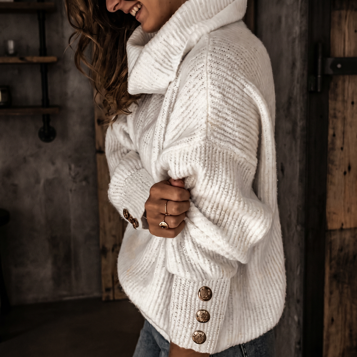BRIDGERTON  | WOMEN'S SWEATER | TURTLENECK | BUTTON DETAIL