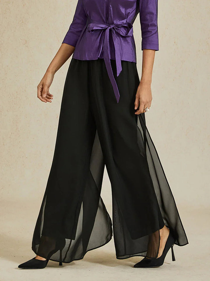 BRIDGERTON | Chiffon Overlay Straight Leg Trousers